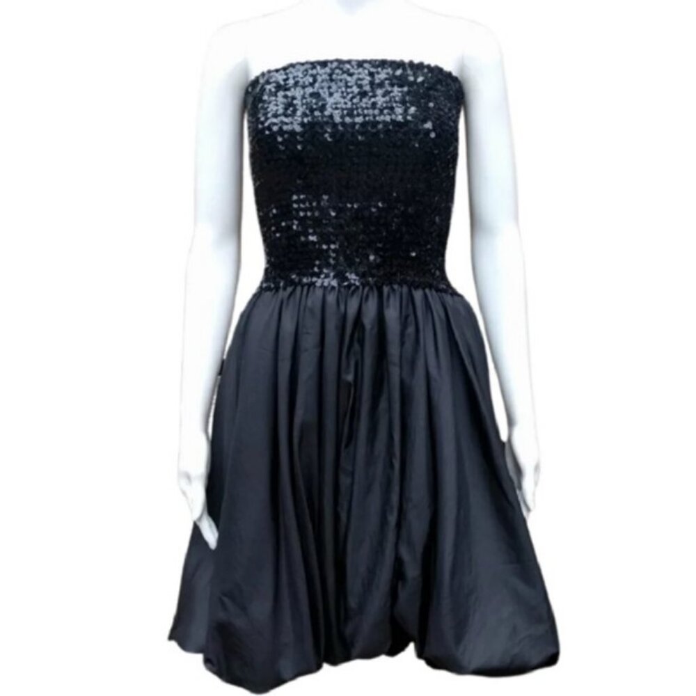 Le Chateau black sequin top pleated dress size S